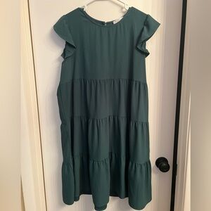 Green Ruffled Womens Dress